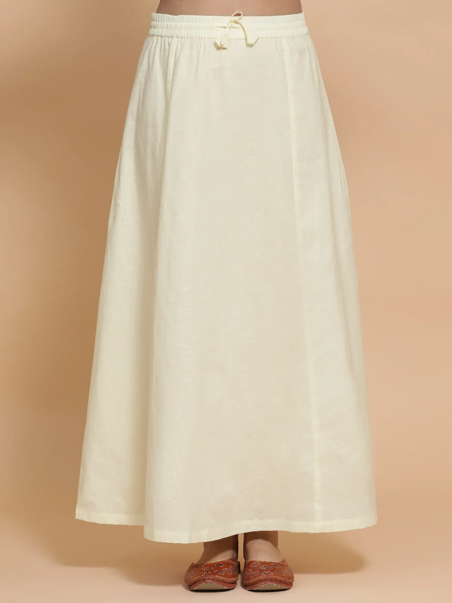 Petticoat/Underskirt for Sarees in Chalk White Linen