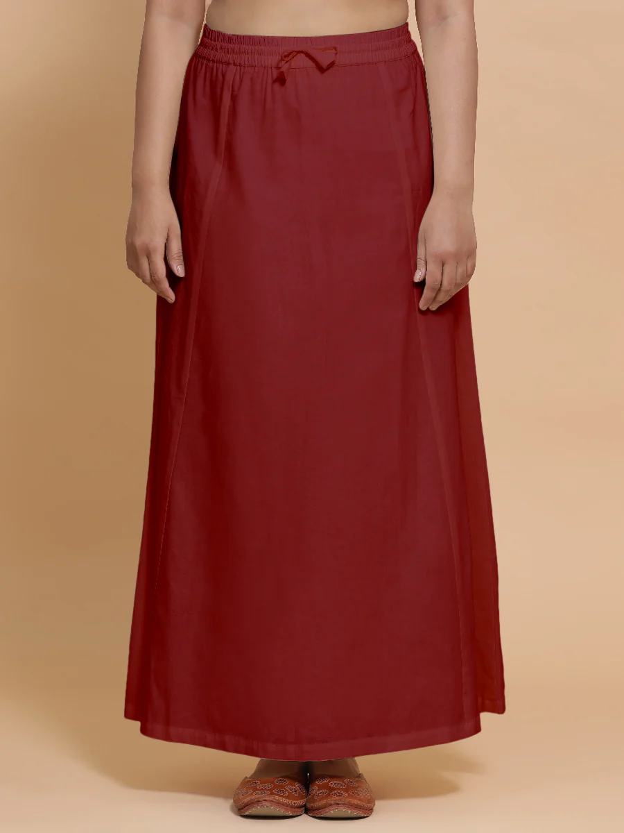 Petticoat/Underskirt for Sarees in Cranberry Red Linen